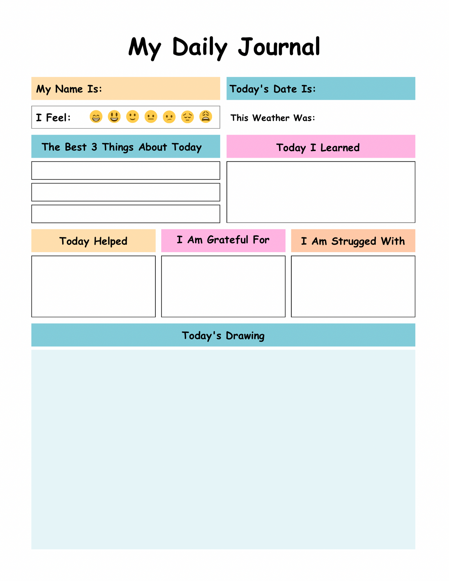 Kiddo Chronicles Daily Journal - Fun & Creative Daily Journal for Kids (Digital Download)