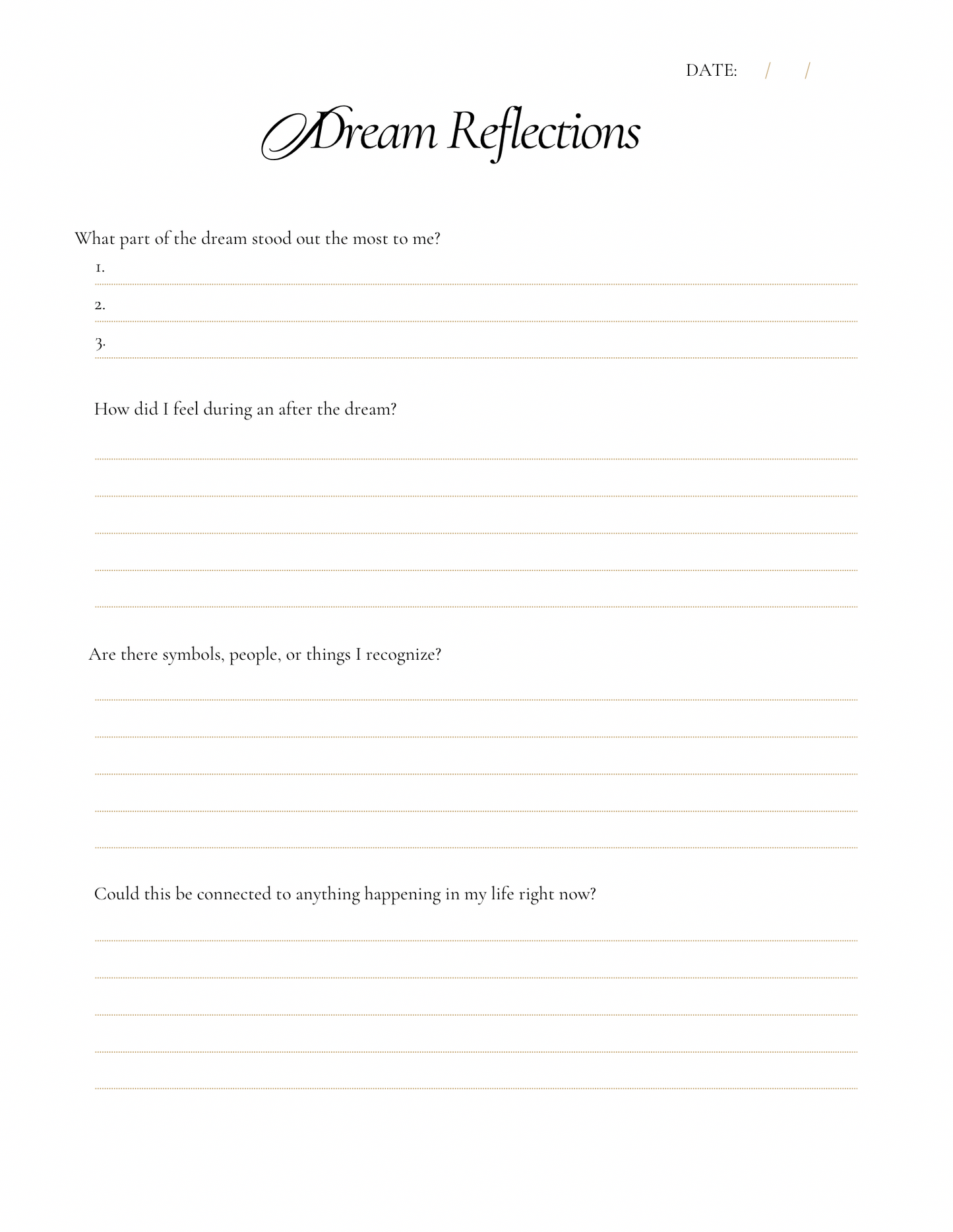 Pillow Thoughts Digital Dream Journal
