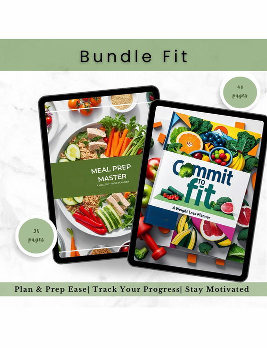 Bundle Fit - a meal planning and fitness tracking bundle to simplify prep, stay motivated, and commit to a healthier lifestyle. 