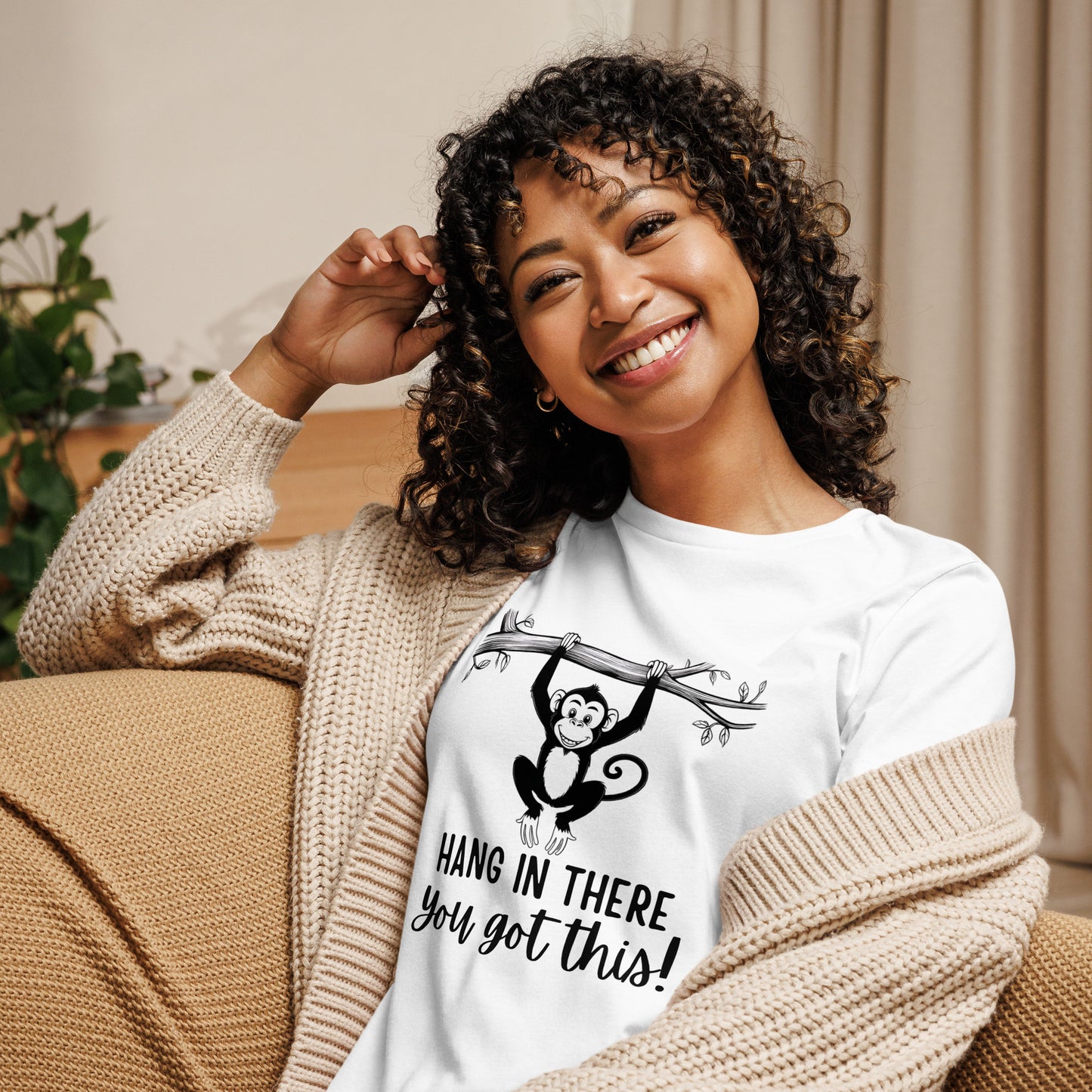 Hang In There You Got This - Encouraging Women’s Graphic T-Shirt with comforting, motivational text in modern style. 
