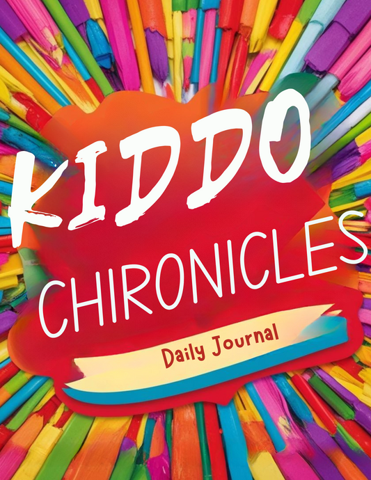 A colorful digital journal titled’Kiddo Chronicles’ designed for kids to write daily, track feelings, and build healthy routines in a fun and creative way. 