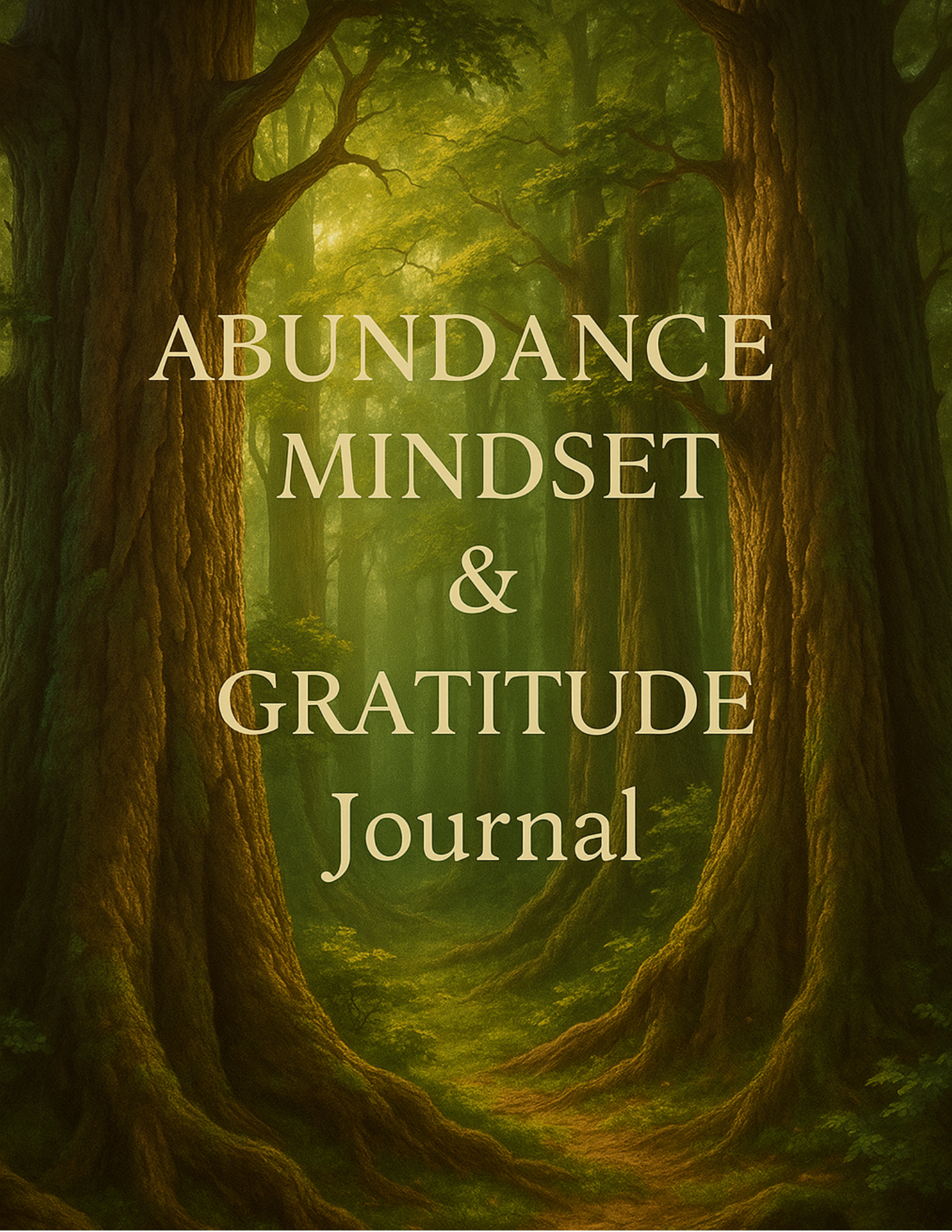 Digital abundance and gratitude journal open on a tablet, showing clean layouts with prompts for daily gratitude, affirmations, and mindset reflection. Soft gold, beige, or pastel tones create a calming, positive workspace surrounded by candles and a pen.