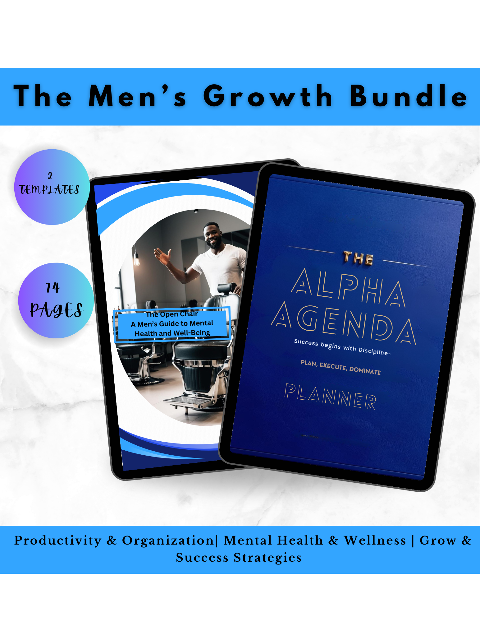 The Open Chair Workbook and The Alpha Agenda Planet - Dual digital bundle for healing, mindset, and productivity. 