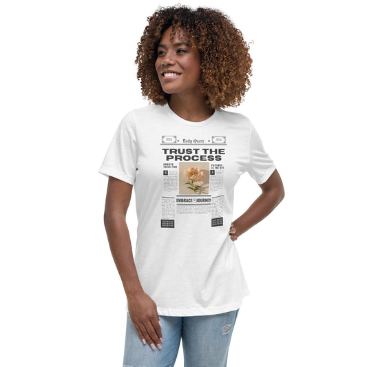 Trust The Process - Motivational Women’s Graphic T-Shirt with simple, powerful text and modern minimalist design. 